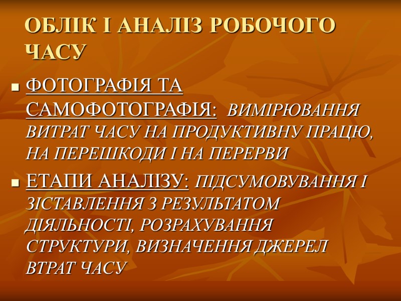 ОБЛІК І АНАЛІЗ РОБОЧОГО ЧАСУ ФОТОГРАФІЯ ТА САМОФОТОГРАФІЯ:  ВИМІРЮВАННЯ ВИТРАТ ЧАСУ НА ПРОДУКТИВНУ